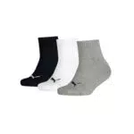 PUMA Unisex Kids Quarter Recycled Cotton Sock, Grey/White/Black