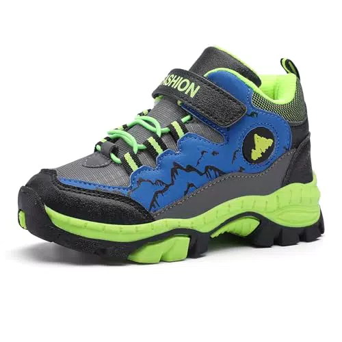 Qciplr Kinder Wanderschuhe Jungen Mädchen Trekkingschuhe Outdoorschuhe Bergschuhe Kinder Kinderschuhe Atmungsaktiv Freizeitschuhe Unisex Grün 40EU