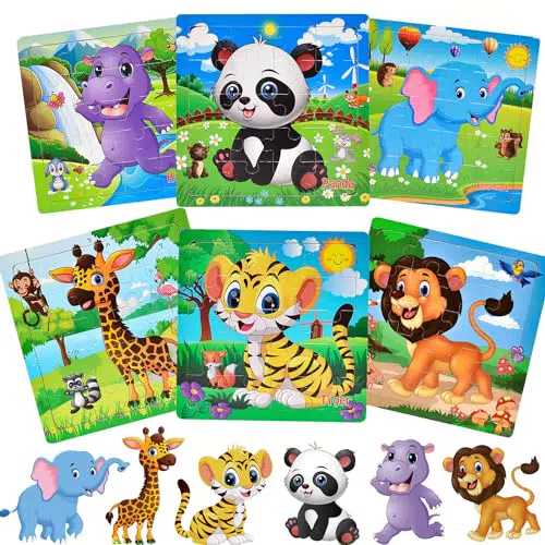 WoodenKids Rahmenpuzzle Tierthema – Kognitives Spielzeug für Kinder