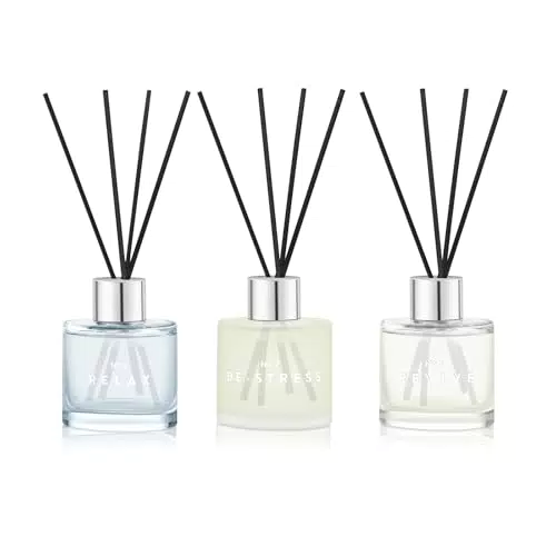 Raumduft Reed Diffuser 3 x 50ml Mit 12 Duftstäbchen Gardenie/Jasmin Weißer Tee/Zitronengras Ingwer