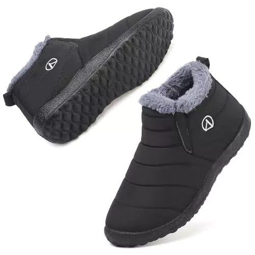 Rokiemen Kinder Winterstiefel Jungen Mädchen Warm Gefütterte Schneestiefel Wasserdicht Winterschuhe Outdoor rutschfest Winterboots 1-Schwarz