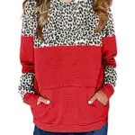 Saodimallsu Mädchen Pullover mit Leopardenmuster und Kapuze, Langarm Känguru Tasche