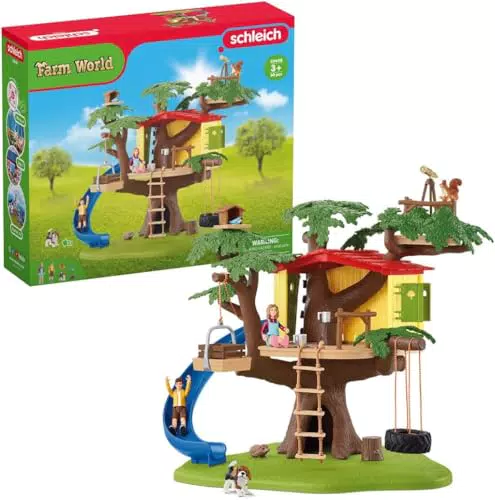 schleich 42408 FARM WORLD Abenteuer Baumhaus, 60 Teile Spielset mit Reifenschaukel