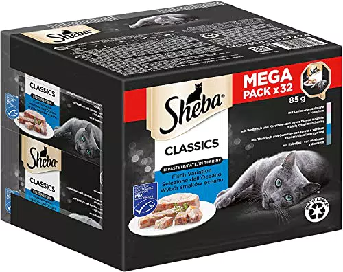 Sheba Classics Katzennassfutter in Pastete - Fisch Variation mit Lachs und Thunfisch
