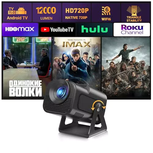 XGODY Gimbal5 Mini Projektor - Tragbarer HD Android 11 Projektor mit 4K und WiFi 6