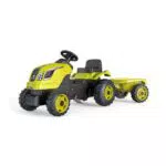 Smoby - Traktor Farmer XL Grün + Anhänger - Trettraktor für Kinder - Verstellbarer Sitz - Lenkrad mit Hupe - Motorhaube zum Aufklappen