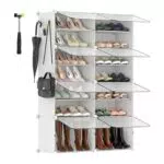 SONGMICS Schuhregal LPC033B01 mit 6 Fächern, schmaler Stahlrahmen für Flur und Schlafzimmer