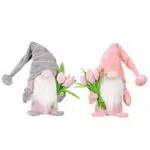 Super Idee Stehende Niedliche Wichtel mit tulpen Blumensträuße Süßer Zwerg Wichtel Figuren Geschenk für Frauen Mama Hochzeitstag Freundin Ehefrau Muttertag Dankeschön Maße 37 x 8 x 6 cm