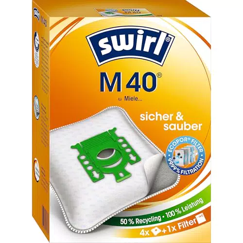 Swirl M 40 EcoPor Staubsaugerbeutel, reißfest, 99,9 % Hausstaubfilterung
