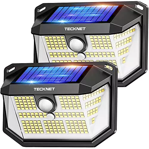 TECKNET Solarlampe 231 LED mit Bewegungsmelder, 300° superhell, IP65 wasserdicht