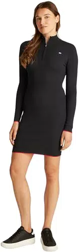 Tommy Jeans Pullover Kleid 1/4 Zip figurbetont für Damen