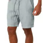 Tongmingyun Shorts Herren Sommer Kurze Hosen Leinen Sommershorts mit Taschen Lässigen Bermuda Leinenhose Einfarbige Freizeithose Lockere Strand Kurz Hose Herrenshorts Schwarz
