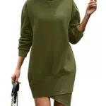 UMIPUBO Pullover Kleid Damen Herbst Winter Plüsch Sweatkleid Rollkragen