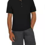 Uniexcosm Schlafanzug Herren Kurz Pyjama Set Baumwolle Kurzarm Nachtwäsche und Schlafshorts Zweiteiliger Sommer-Pyjama für Männer Schwarz