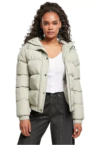 Urban Classics Damen Winterjacke Ladies Hooded Puffer Jacket
