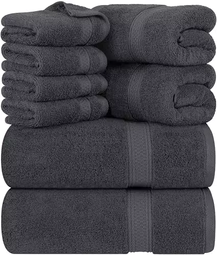 Utopia Towels - 8 teilig Handtücher Set aus Baumwolle mit Aufhänger - 2 Badetuch