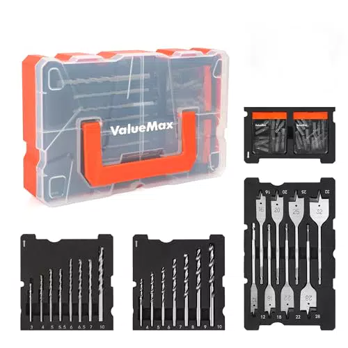 ValueMax Bohrer und Schrauber Set – Elektrowerkzeug-Zubehör für Holz, Metall und Beton