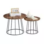 VASAGLE Couchtisch rund, moderner Beistelltisch mit Stahlgestell, LCT045K01