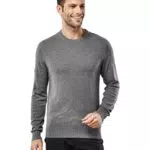 Vincenzo Boretti Herren-Pullover Rundhals-Kragen Slim-fit Strick-Pullover Baumwolle-Mix Business oder Casual dunkelgrau