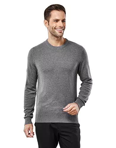 Vincenzo Boretti Herren-Pullover Rundhals-Kragen Slim-fit Strick-Pullover Baumwolle-Mix Business oder Casual dunkelgrau