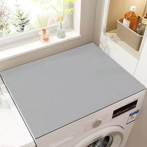 Waschmaschinenauflage Rutschfest 60x60cm Grau Waschmaschinenbezug Universal Waschmaschinenabdeckung Zuschneidbare Waschmaschine Schutz Matte Silikon Weichschaum Auflage für Trockner