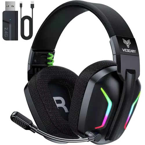 WESEARY WG1 Bluetooth Kopfhörer - Wireless Gaming Headset mit Mikrofon und RGB