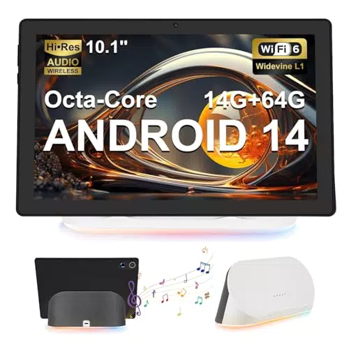 Whitedeer Tablet 10 Zoll Android 14 Octa-Core mit Ladedock und 14GB RAM
