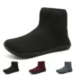 Wizshoe Barfußschuhe Frühling Flach Boots Damen Herren übergangsschuhe Gefüttert Barfuß Schuhe Boots Stiefeletten Booties Stiefel Frauen Barfusschuhe Winterstiefel Herbst Rot 42EU