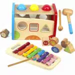 Xylophon und Hammerspiel Holzspielzeug für Kinder ab 1 Jahr - Montessori Lernspielzeug