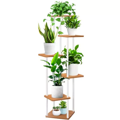 YOCOMEY Pflanzenregal aus Holz für Innen und Garten - Mehrstöckiger Blumenständer