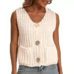 Zetieny Damen Strickjacke V-Ausschnitt Knopfleiste Cardigan Elegant Casual