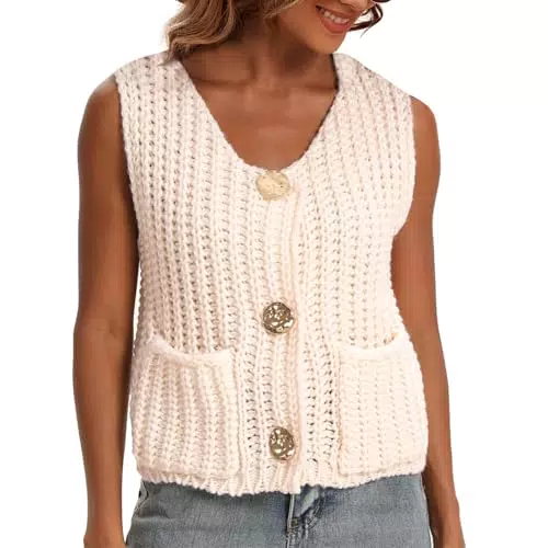 Zetieny Damen Strickjacke V-Ausschnitt Knopfleiste Cardigan Elegant Casual
