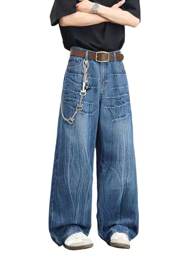 Zewool Herren Distressed Baggy Jeans Y2K Hip Hop Skater Jeans Lässige Passform