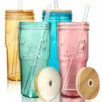 ANOTION Glasbecher mit Deckel und Strohhalmen – Kaffeebecher für Reisen