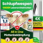 anwerk Schlupfwespen gegen Lebensmittelmotten - 5 Karten à 1 Lieferung - Effektiv Lebensmittel Motten bekämpfen - Alternative zur Mottenfalle