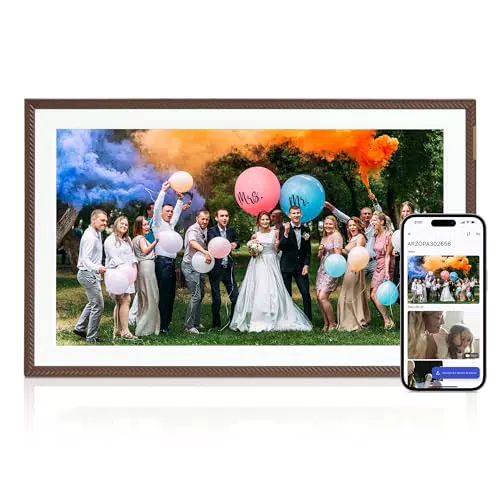 ARZOPA Digitaler Bilderrahmen 15,6 Zoll mit App und FHD Touchscreen - D15