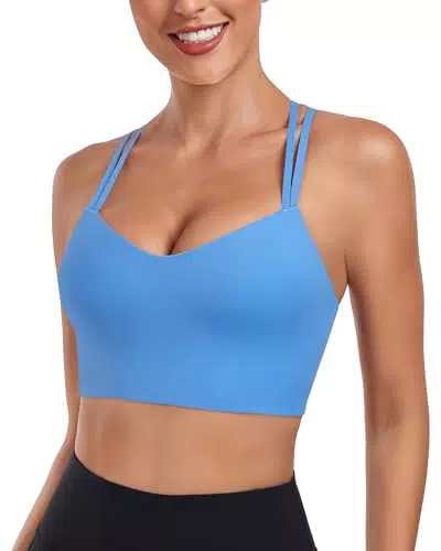 Fariy Damen Cloud Longline Sport-BH U-Ausschnitt Spaghettiträger Yoga Top