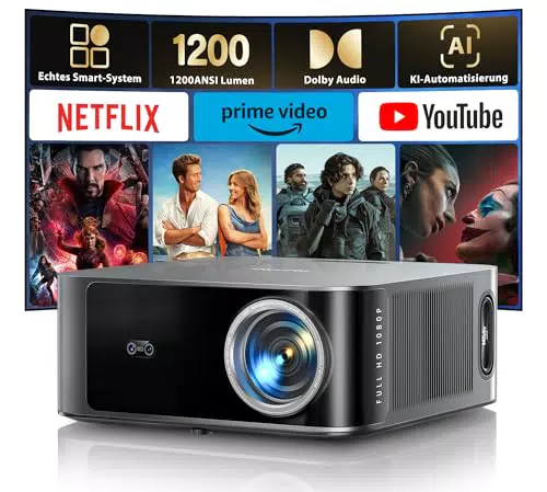 Toptro 4K Smart Beamer mit Dolby Audio, 1080P, Bluetooth und WiFi