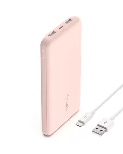 Belkin USB-C Powerbank mit 10.000 mAh und 2 USB-A-Ports für schnelle Ladegeräte