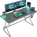 BEXEVUE Gaming Schreibtisch mit LED – Ergonomischer Z-Rahmen für Gamer und Homeoffice