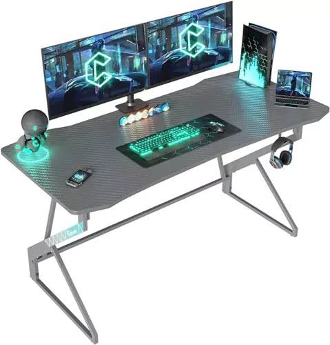 BEXEVUE Gaming Schreibtisch mit LED – Ergonomischer Z-Rahmen für Gamer und Homeoffice