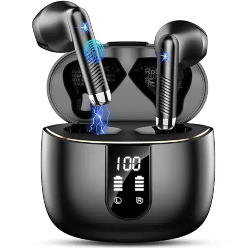 Bluetooth 5.4 Kopfhörer, In Ear Kopfhörer Kabellos Bluetooth 2025 Neu Kabellose Kopfhörer mit 4 ENC Mic