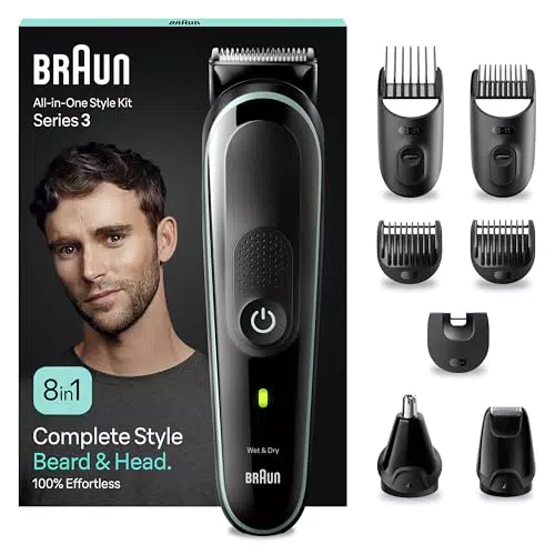 Braun Barttrimmer und Haarschneider 8-in-1 für Herren, wasserdicht