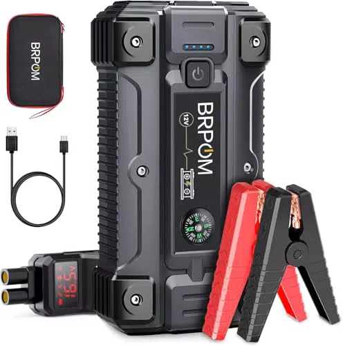 BRPOM Starthilfe Powerbank 5000A 26800mAh mit LCD-Display für Benzin- und Dieselmotore