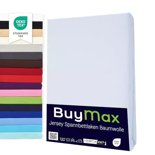 Buymax Spannbettlaken 120x200cm Baumwolle 100% Spannbetttuch Bettlaken Jersey
