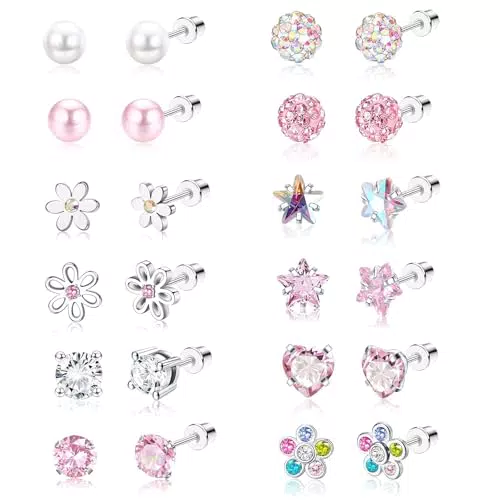 CharmBurst Perlenohrringe Set aus 316L Silber für Damen