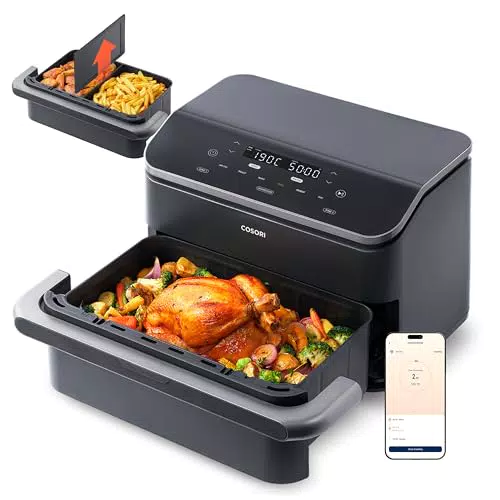 COSORI Heißluftfritteuse Dual Blaze TwinFry 10L mit 4 Heizrohren, 240 °C