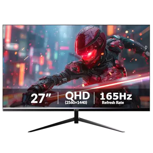 CRUA 27 Zoll Gaming-Monitor 1440P, 165 Hz, 1 ms Reaktionszeit, FreeSync, VESA