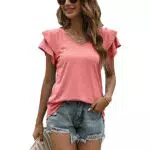 Decorie Bluse Damen Sommer Tshirt Damen V Ausschnitt Kurzarm Damen Oberteile Elegant Damenblusen Casual Blusenshirt Tunika