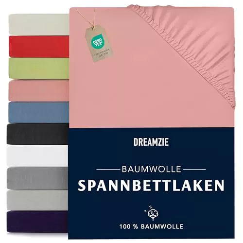 Dreamzie Spannbettlaken Baumwolle Oeko-Tex zertifiziert 100% Jersey
